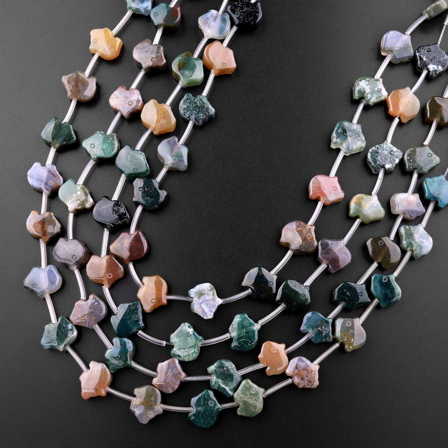 Carved Fetish Bear Natural Bloodstone 10mm x 8mm Beads 15.5" Strand