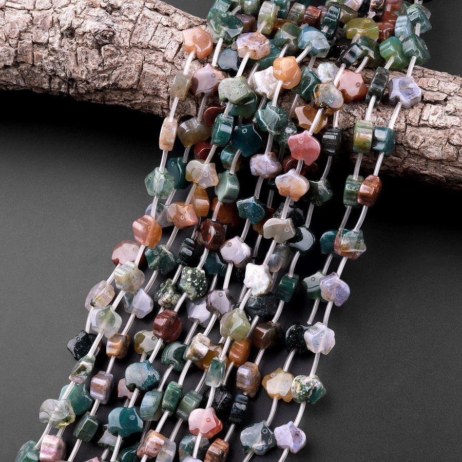 Carved Fetish Bear Natural Bloodstone 10mm x 8mm Beads 15.5" Strand