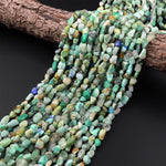 Natural Chrysocolla Azurite Freeform Chip Pebble Nugget Beads Gemstone 15.5" Strand