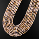 Faceted Natural Titanium Golden Rutile Quartz  3mm 4mm Rondelle Beads 15.5" Strand