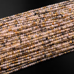 Faceted Natural Titanium Golden Rutile Quartz  3mm 4mm Rondelle Beads 15.5" Strand