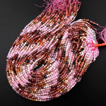 Micro Faceted Multicolor Mixed Gemstone Round Beads 4mm Rose Quartz Yellow Opal Rainbow Agate Gradient Red Shades 15.5" Strand