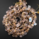 Natural Raw Titanium Golden Rutile Quartz Beads Freeform Teardrop Shape Hand Cut Gemstone 15.5" Strand