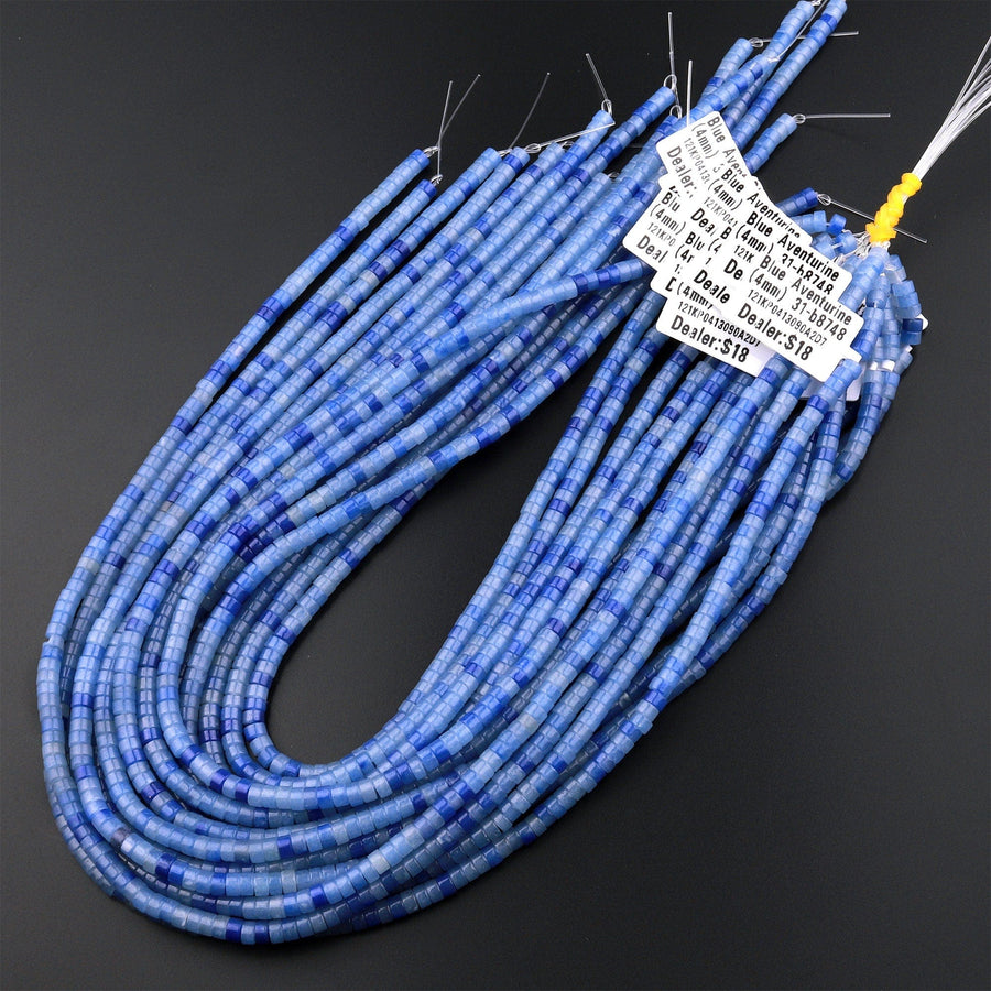 Natural Blue Aventurine 4mm Heishi Rondelle Beads Aka Blue Quartz 15.5" Strand