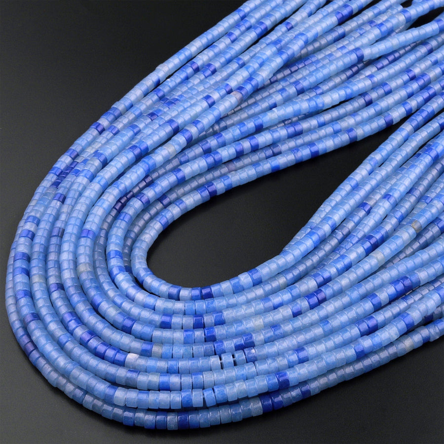 Natural Blue Aventurine 4mm Heishi Rondelle Beads Aka Blue Quartz 15.5" Strand