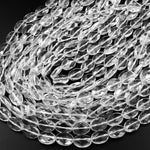 Natural Rock Crystal Quartz Beads Faceted Oval Icy Clear Rock Crystal Quartz 15.5" Strand