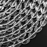 Natural Rock Crystal Quartz Beads Faceted Oval Icy Clear Rock Crystal Quartz 15.5" Strand