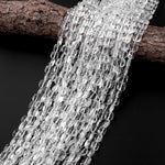 Natural Rock Crystal Quartz Beads Faceted Square Cushion Icy Clear Rock Crystal Quartz 15.5" Strand