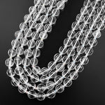 Natural Rock Crystal Quartz Faceted Lantern Beads Large Rounded 10mm 15.5" Strand