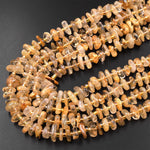 Natural Golden Rutilated Quartz Large Freeform Rondelle Beads 15.5" Strand