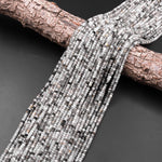 Natural Black Tourmaline Rutilated Rutile Quartz 3mm Faceted Rondelle Beads Micro Faceted Diamond Cut Gemstone 15.5" Strand