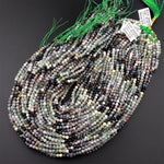 Micro Faceted Multicolor Mixed Gemstone Round Beads 4mm Prehnite Tourmaline Opal 15.5" Strand