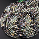 Micro Faceted Multicolor Mixed Gemstone Round Beads 4mm Prehnite Tourmaline Opal 15.5" Strand