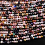 Micro Faceted Multicolor Mixed Gemstone Round Beads 2mm Opal Amazonite Lapis Amethyst Spinel Apatite 15.5" Strand