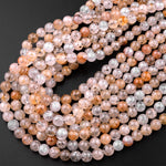 Natural Biotite Mica In Tourmaline Quartz 6mm 8mm 10mm Round Beads 15.5" Strand