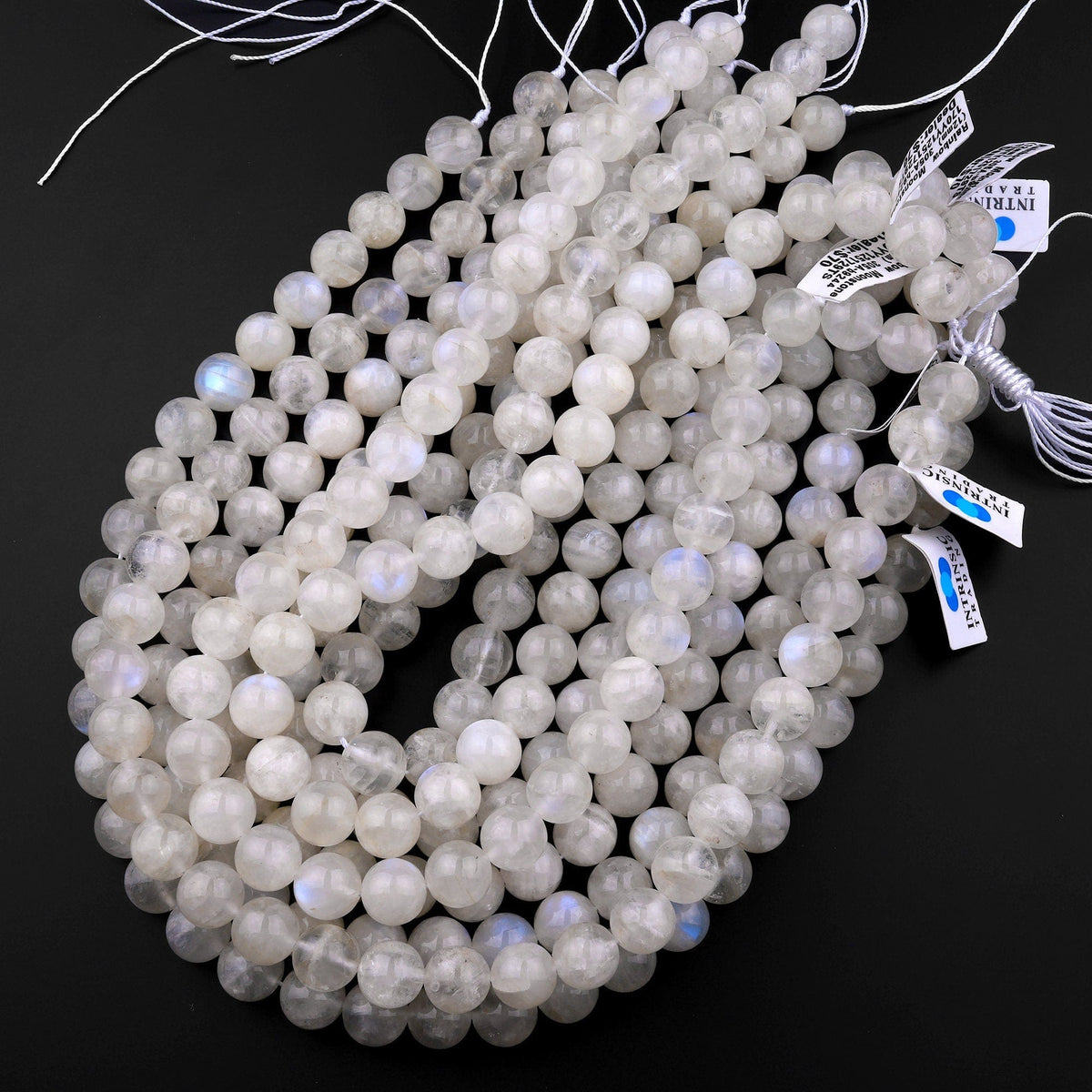 Natural Blue Rainbow Moonstone Round Beads 4mm 6mm 8mm 10mm 11mm 12mm –  Intrinsic Trading