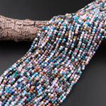 Micro Faceted Multicolor Gemstone Round Beads 4mm Rose Quartz Apatite Jade 15.5" Strand