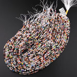 Micro Faceted Multicolor Gemstone Round Beads 3mm 4mm Garnet Moonstone Apatite Jade 15.5" Strand