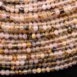 Faceted Natural Titanium Golden Rutile Quartz  3mm 4mm Rondelle Beads 15.5" Strand