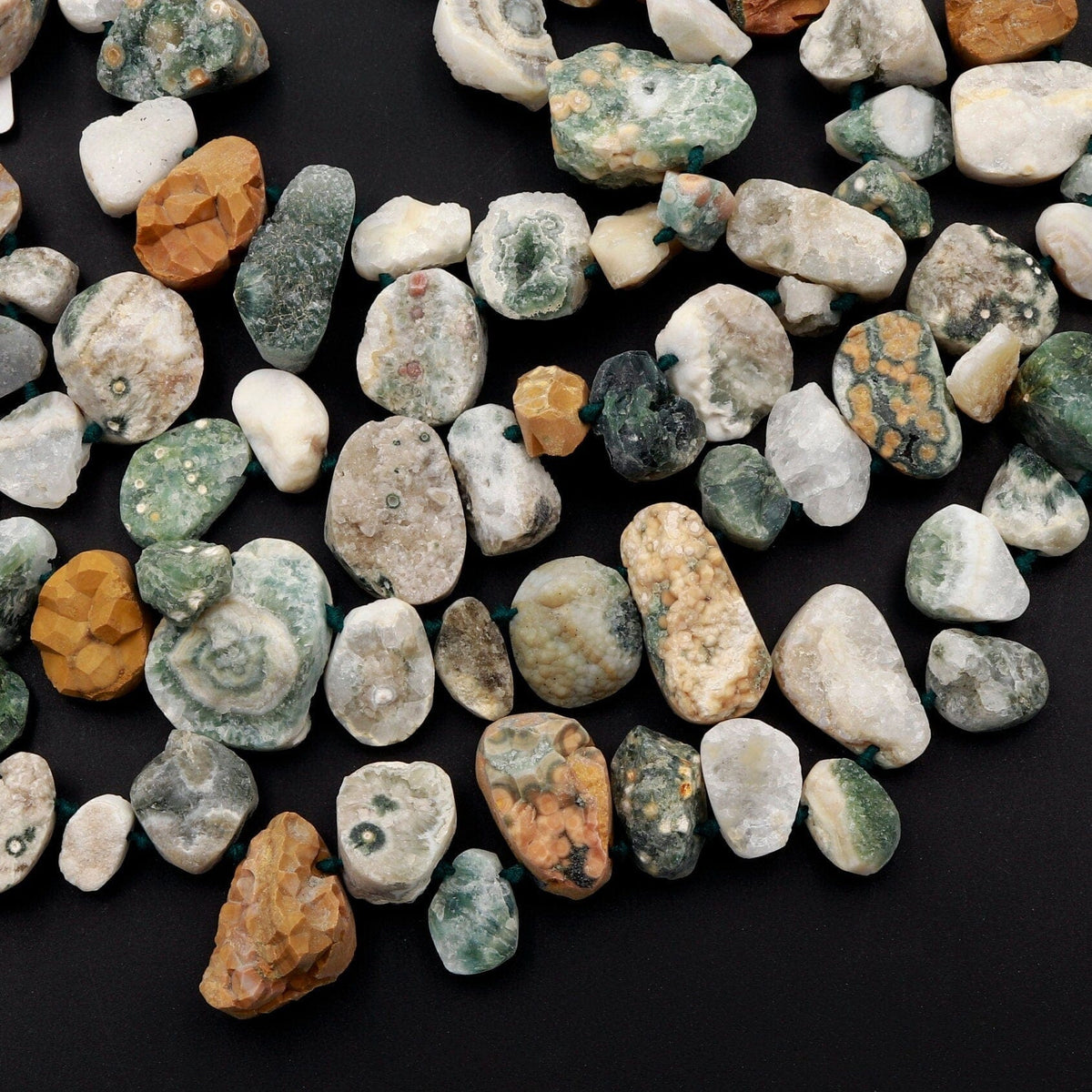 Natural Ocean Jasper Beads Raw Druzy Drusy Freeform Nuggets