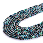 Faceted Natural Chrysocolla Azurite 3mm Round Beads Laser Diamond Cut Blue Green Gemstone 15.5" Strand