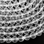 Natural Rock Crystal Quartz Faceted Lantern Beads Rounded 10mm 15.5" Strand