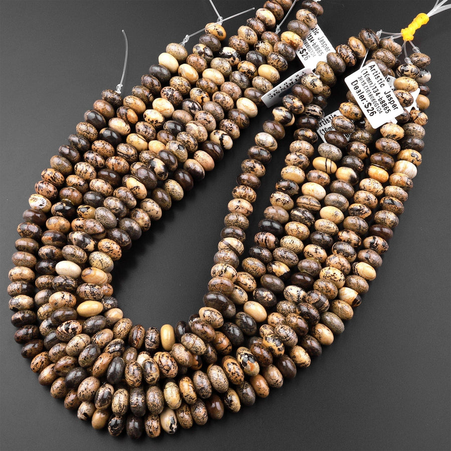 Natural Artistic Jasper 8mm 10mm Rondelle Beads Aka Wild Horse Picture Jasper 15.5" Strand