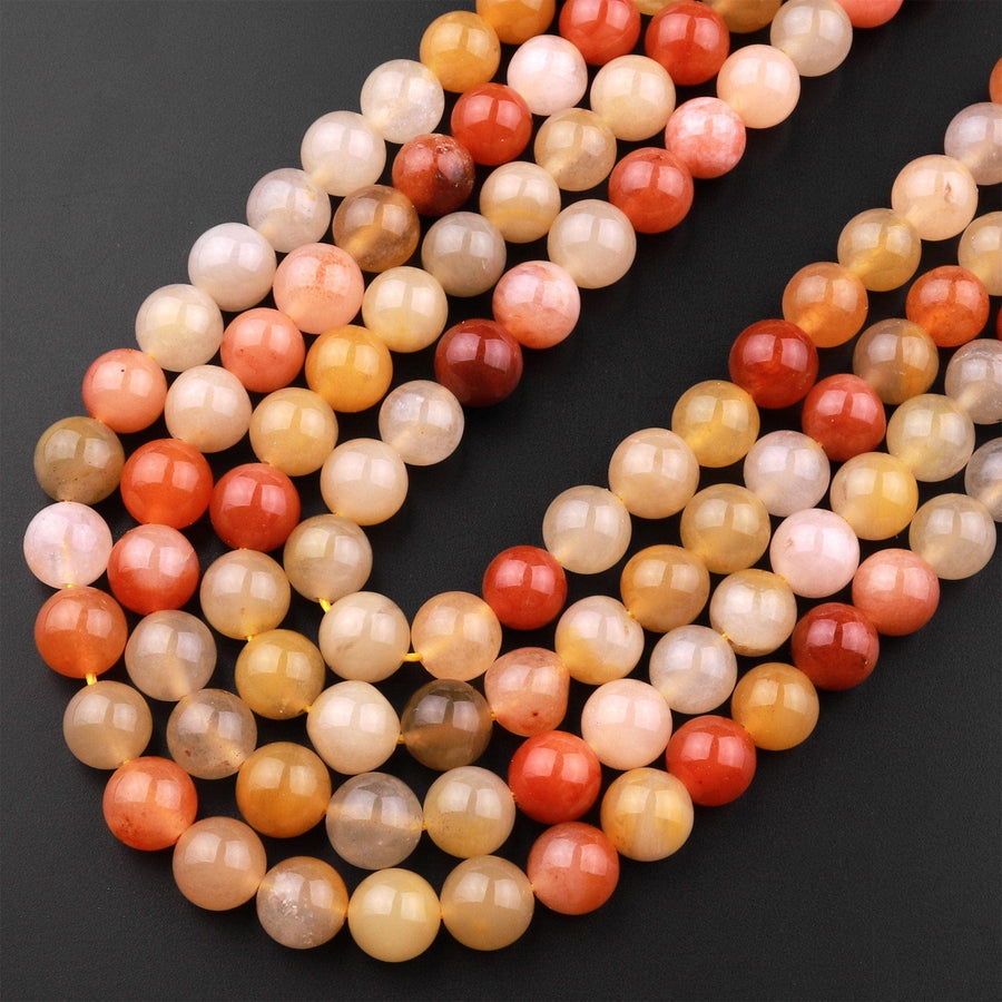 Natural Golden Phantom Quartz 4mm 6mm 8mm 10mm 12mm Round Beads Multi Color Quartz Crystal Gemstone 15.5" Strand