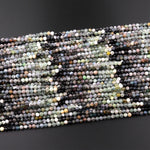 Micro Faceted Multicolor Mixed Gemstone Round Beads 4mm Prehnite Tourmaline Opal 15.5" Strand