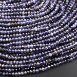 Natural Blue Iolite Faceted 4mm Rondelle Beads Genuine Real Gemstone Beads 15.5" Strand