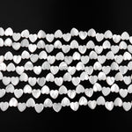 AAA Iridescent Carved Natural White Mother of Pearl Shell Heart Beads 8mm 10mm 15.5" Strand