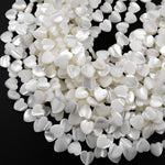 AAA Iridescent Carved Natural White Mother of Pearl Shell Heart Beads 8mm 10mm 15.5" Strand
