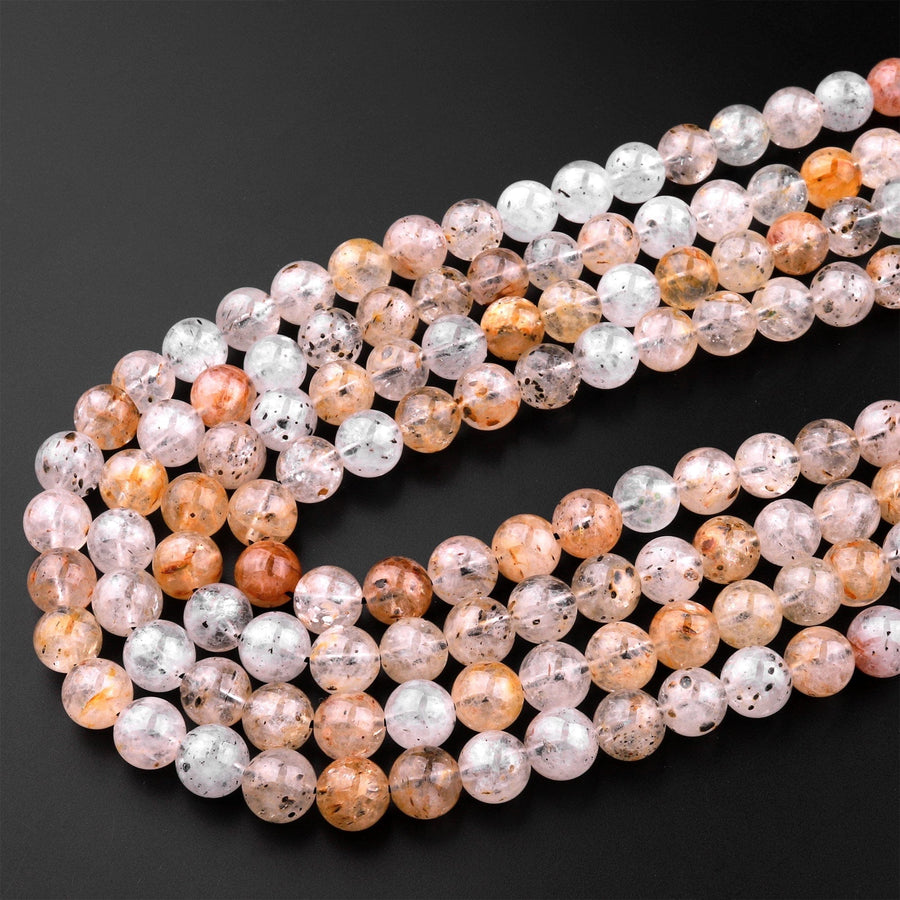 Natural Biotite Mica In Tourmaline Quartz 6mm 8mm 10mm Round Beads 15.5" Strand