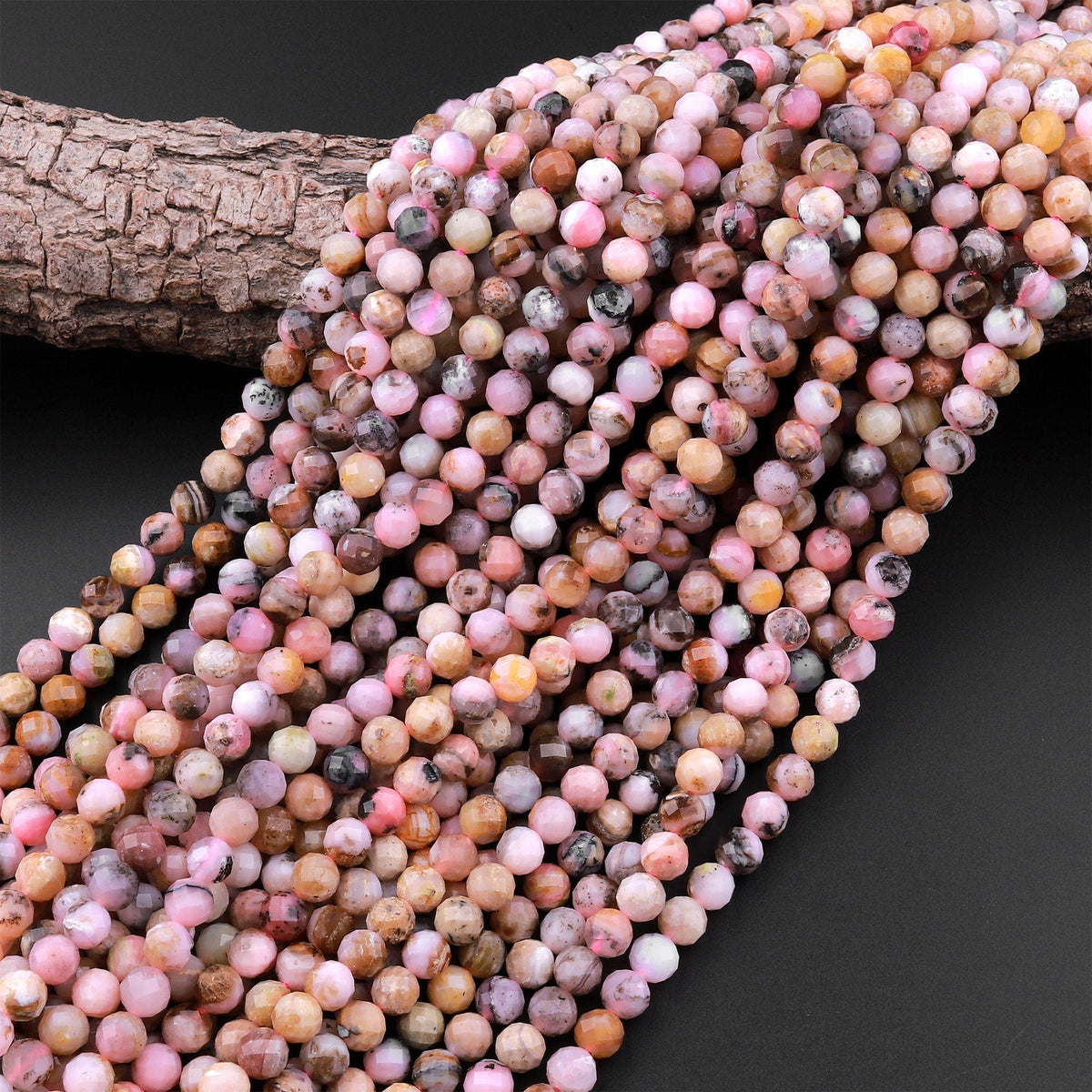 Wholesale 5 Strand, Pink Opal Beads, Peruvian Pink Opal Gemstone Beads, Heishi Cut Pink Opal, 5mm - 6mm Bead Size, 17