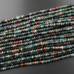 Natural Indian Agate 4mm Smooth Rondelle Beads Aka Green Red Bloodstone 15.5" Strand