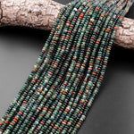 Natural Indian Agate 4mm Smooth Rondelle Beads Aka Green Red Bloodstone 15.5" Strand