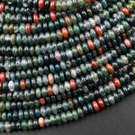 Natural Indian Agate 4mm Smooth Rondelle Beads Aka Green Red Bloodstone 15.5" Strand