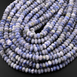 Rare Afghanite Blue Sodalite in Calcite Faceted 6mm 8mm 10mm Rondelle Beads 15.5" Strand