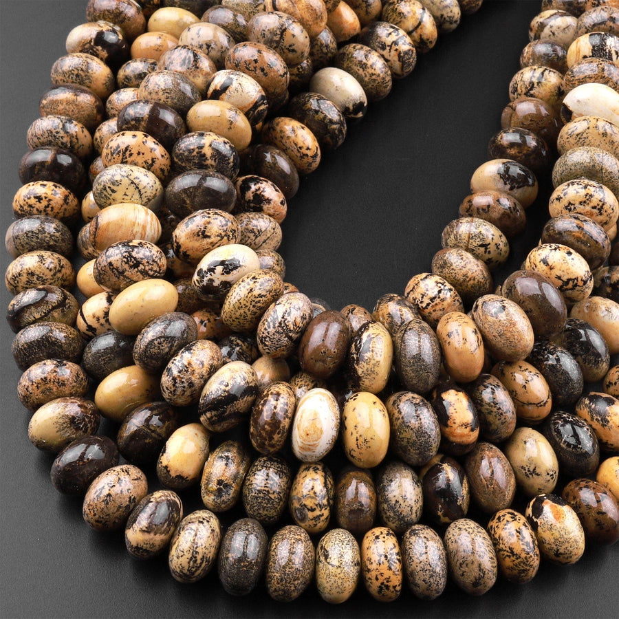 Natural Artistic Jasper 8mm 10mm Rondelle Beads Aka Wild Horse Picture Jasper 15.5" Strand