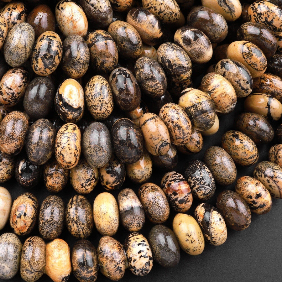 Natural Artistic Jasper 8mm 10mm Rondelle Beads Aka Wild Horse Picture Jasper 15.5" Strand