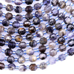 Natural Iolite 6mm Beads Rounded Faceted Energy Prism Double Terminated Points 15.5" Strand
