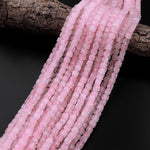 AAA Natural Pink Rose Quartz 6mm Faceted Cube Dice Square Beads 15.5" Strand