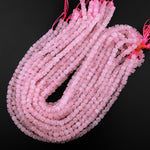 AAA Natural Pink Rose Quartz 6mm Faceted Cube Dice Square Beads 15.5" Strand