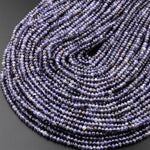 Natural Blue Iolite Faceted 4mm Rondelle Beads Genuine Real Gemstone Beads 15.5" Strand