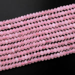 Natural Pink Rose Quartz Rondelle Beads 6x4mm 8x5mm 15.5" Strand
