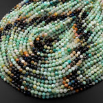 Micro Faceted Natural Green Chrysocolla Blue Azurite 4mm Faceted Round Beads Laser Diamond Cut Gemstone 15.5" Strand