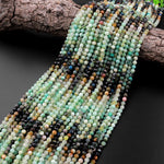 Micro Faceted Natural Green Chrysocolla Blue Azurite 4mm Faceted Round Beads Laser Diamond Cut Gemstone 15.5" Strand