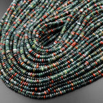 Natural Indian Agate 4mm Smooth Rondelle Beads Aka Green Red Bloodstone 15.5" Strand