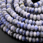 Rare Afghanite Blue Sodalite in Calcite Faceted 6mm 8mm 10mm Rondelle Beads 15.5" Strand