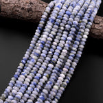 Rare Afghanite Blue Sodalite in Calcite Faceted 6mm 8mm 10mm Rondelle Beads 15.5" Strand